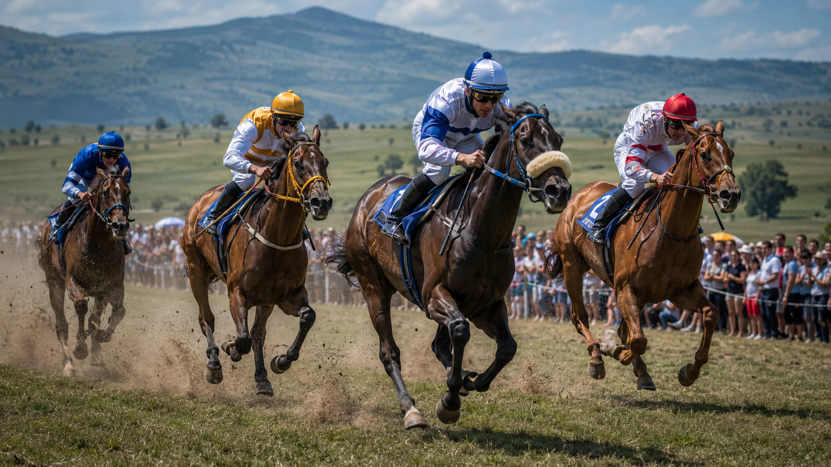 Horse races at Bratački Lug during the Nevesinje Olympics in Nevesinje